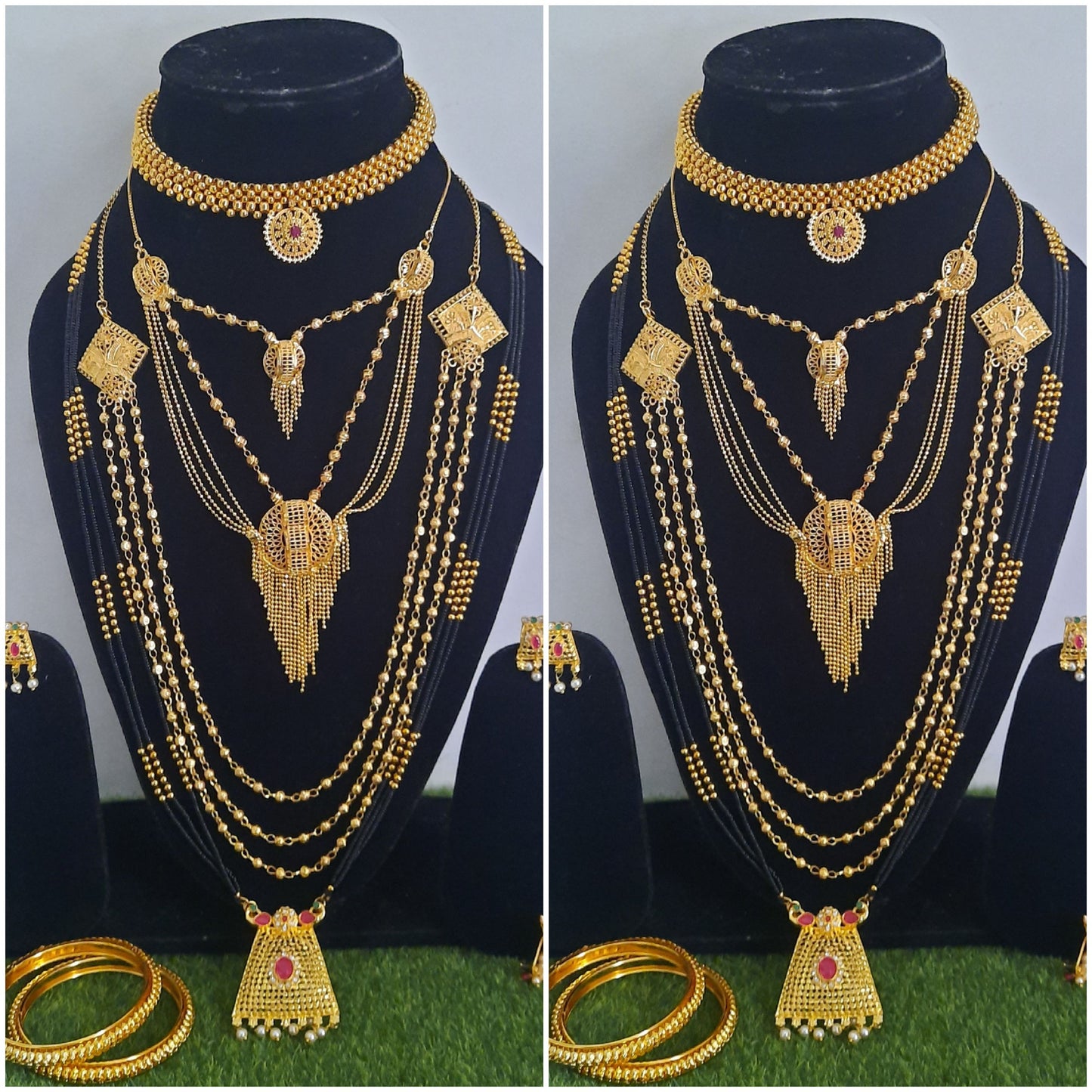 Gold Plated Gauri / Mahalaxmi Ganpati Combo Free Bengals