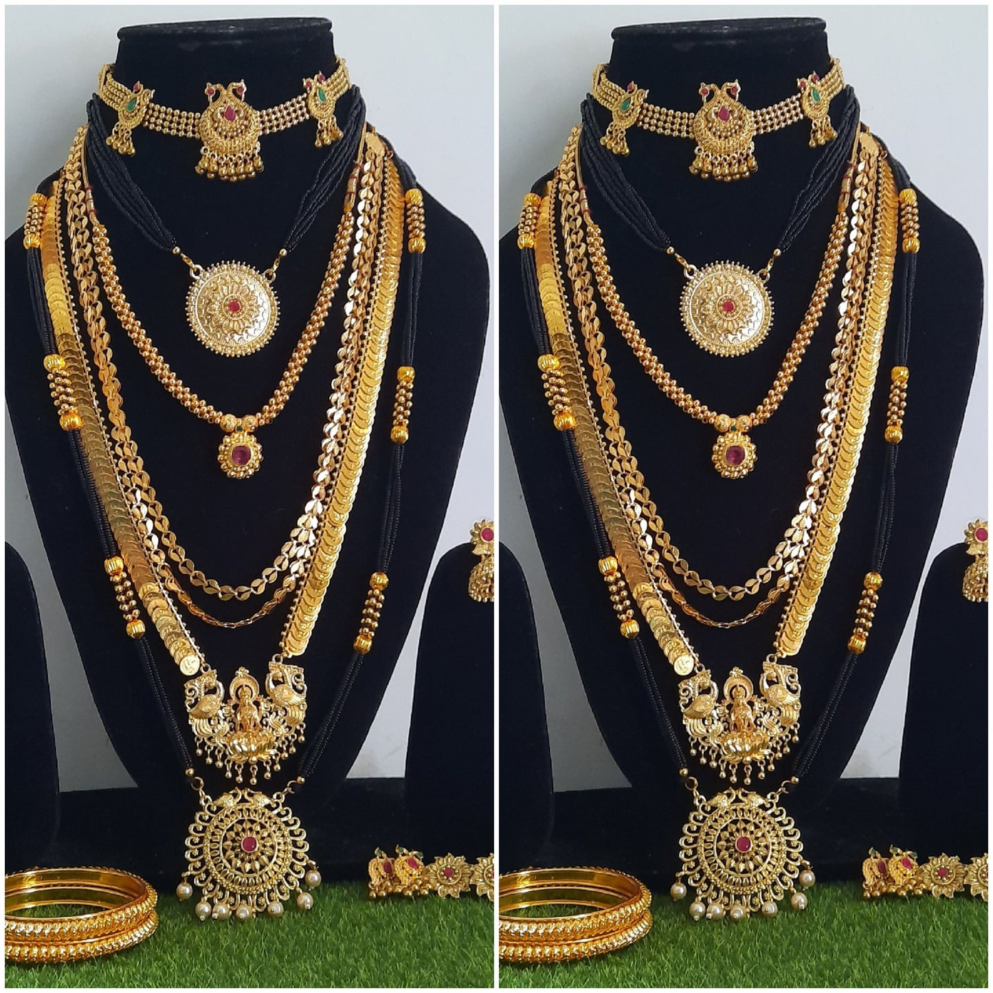 Gold Plated Gauri / Mahalaxmi Ganpati Combo Free Bengals