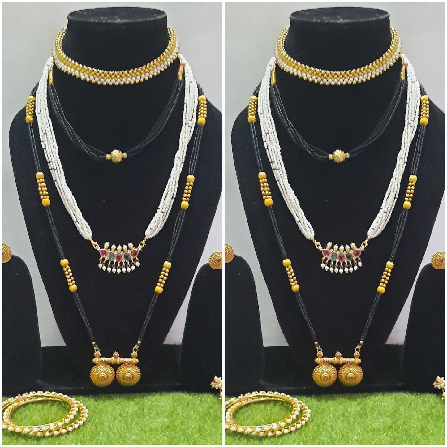 Gold Plated Gauri / Mahalaxmi Ganpati Combo Set Free Bengals