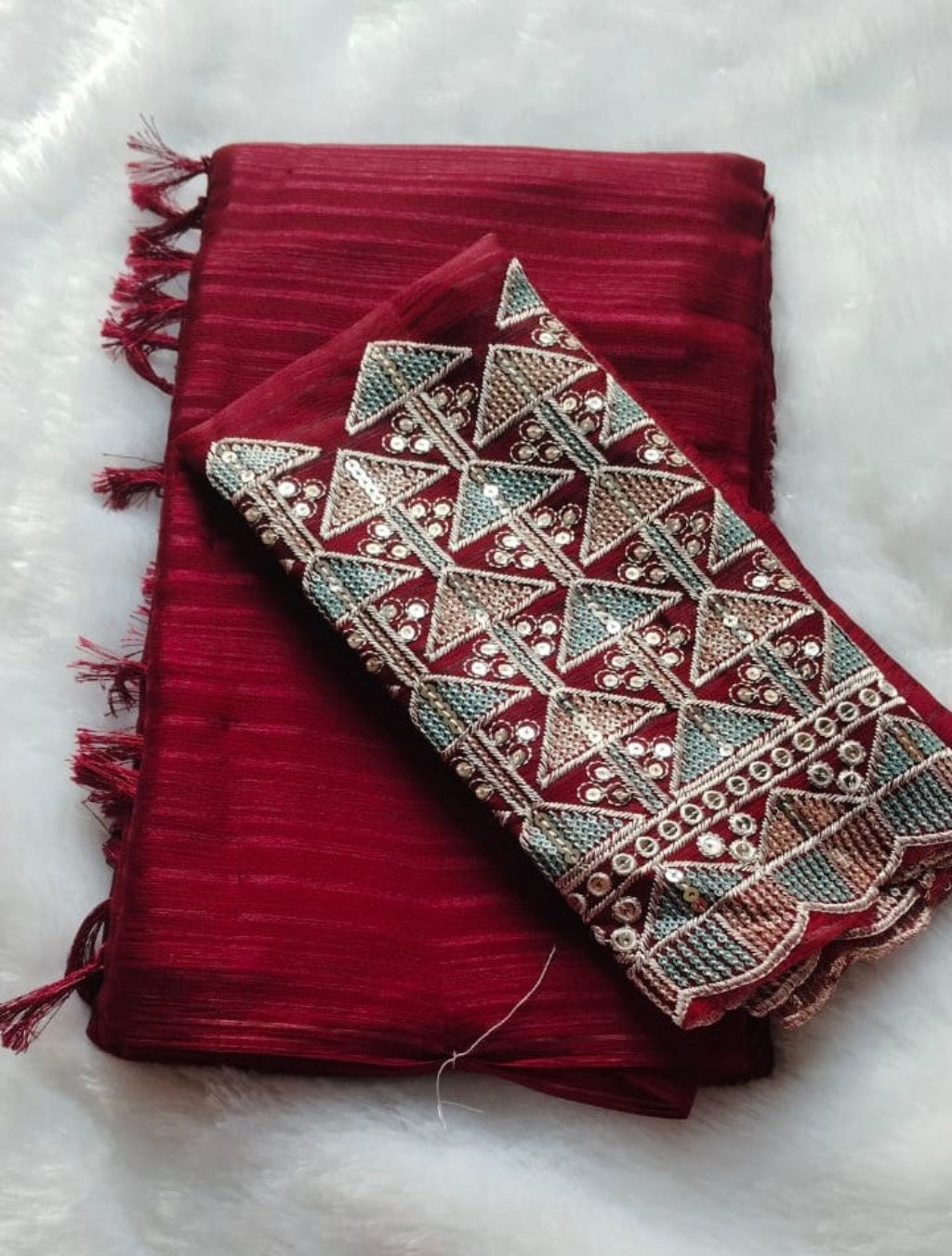 Striped Georgette saree With Work Blouse