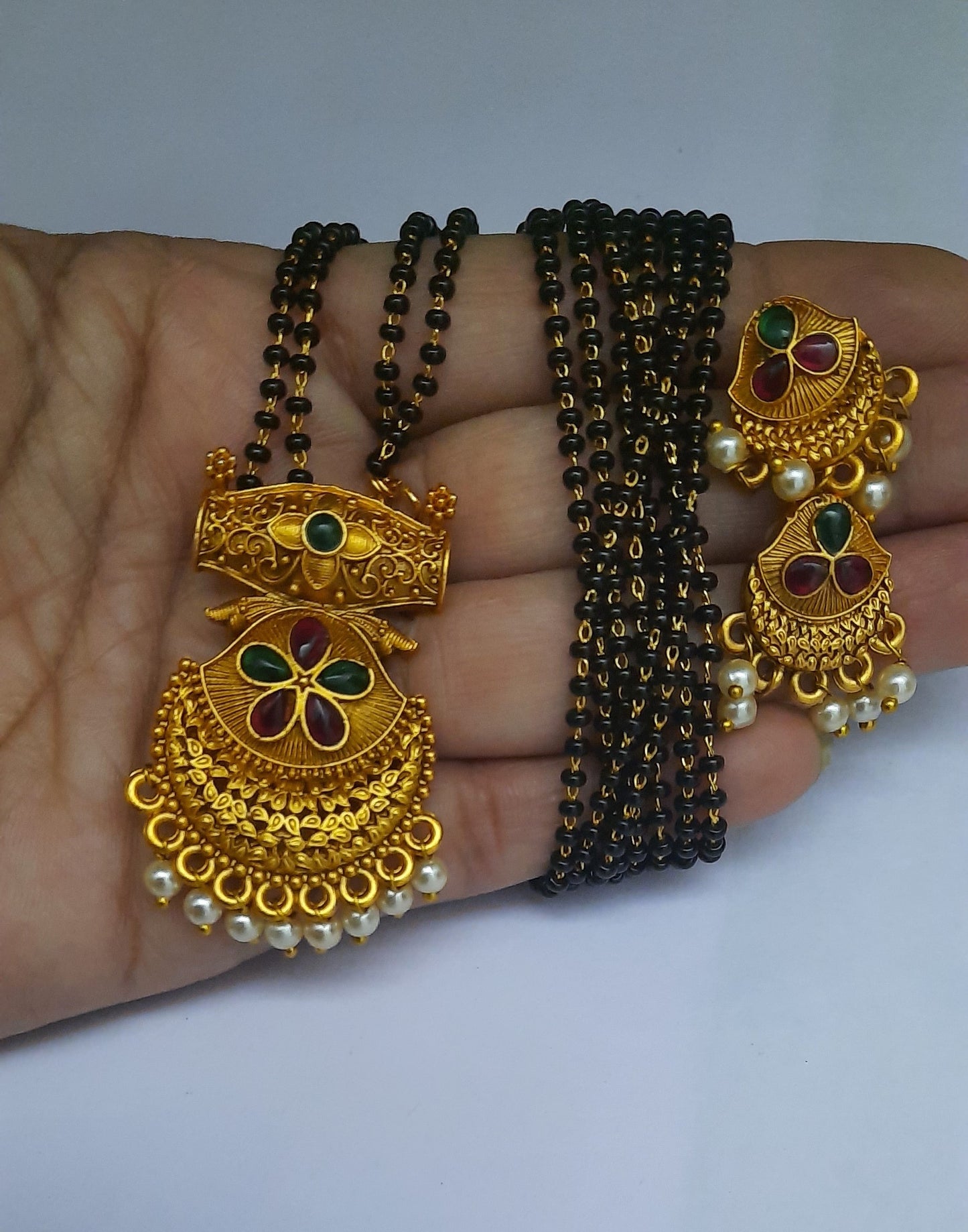 Matt Finishing Long Mangalutra with Earring