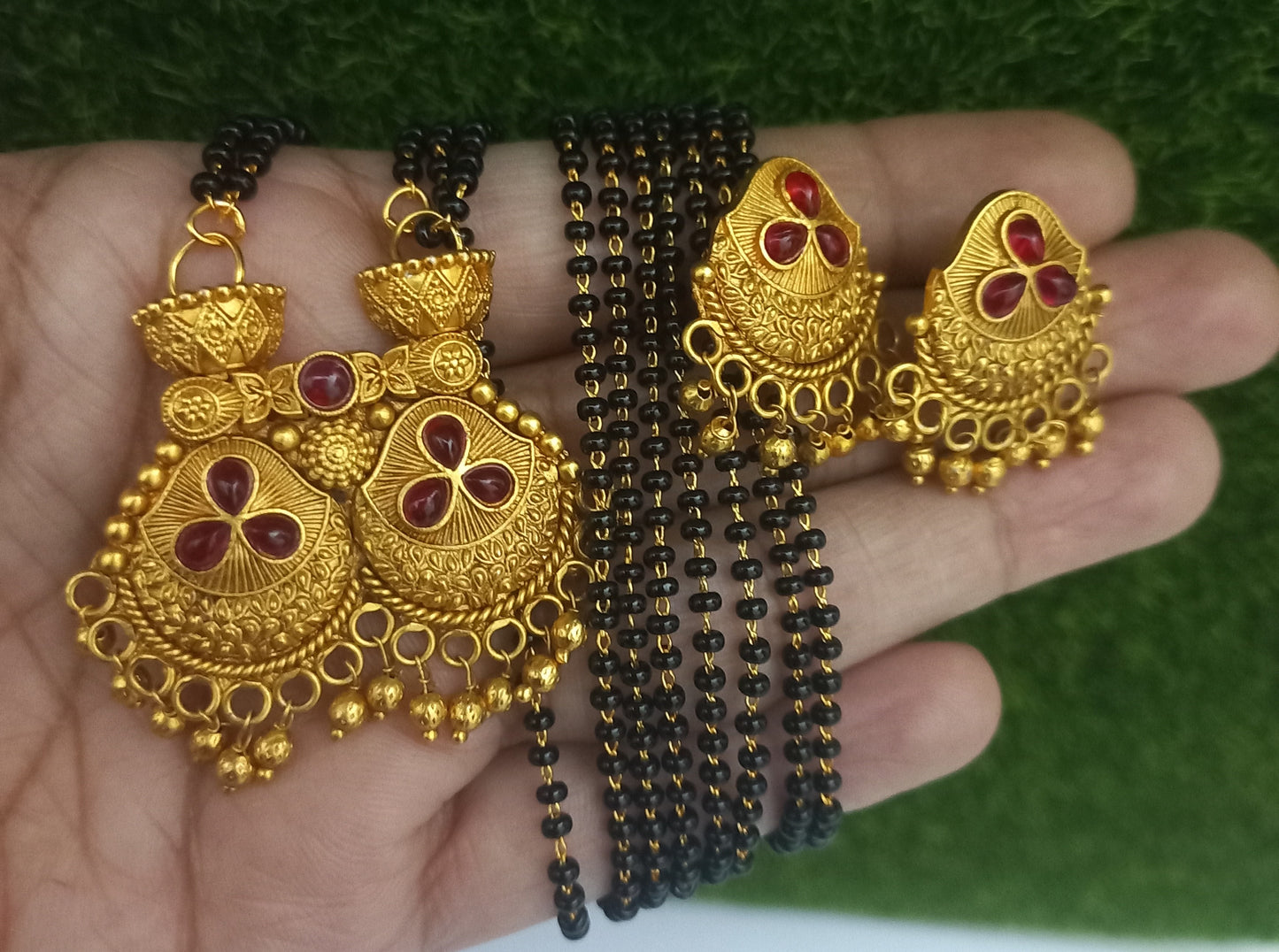 Matt Finishing Long Mangalsutra with Earring