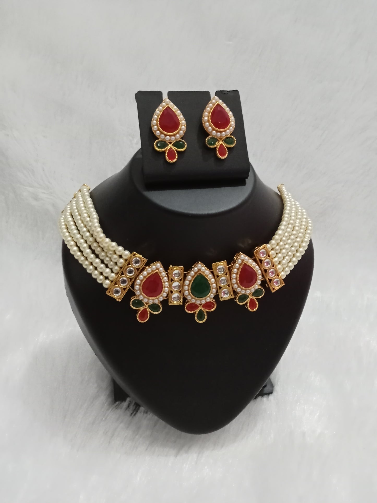 Moti/Pearl Choker/ Necklace with Earring