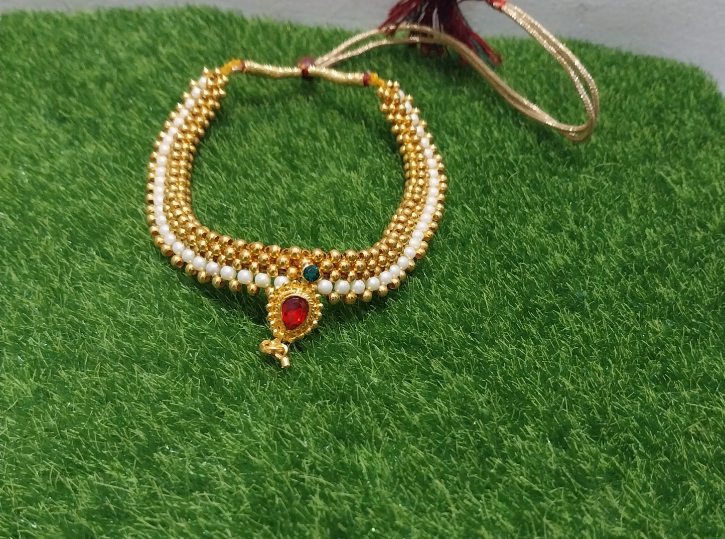 Gold Plated Thushi with Stone