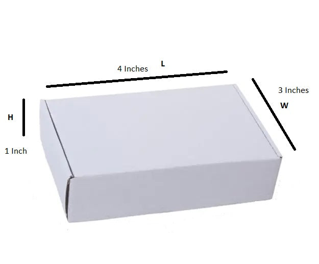 White, 03ply, Flat, Corrugated, Multipurpose, Boxes, 4in x 3in x 1in, Pack of 25