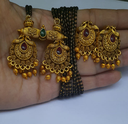 Matt Finishing  Mangalsutra with Earring