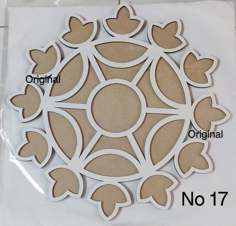 Reusable Rangoli Mat in lotus designs with Wooden Base MDF 12 Inch Eas ...